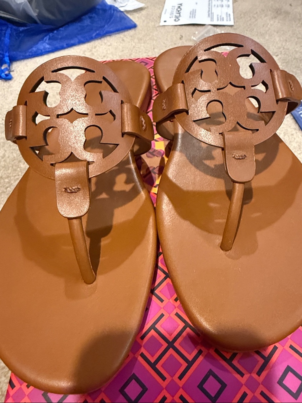 Tory Burch Brown Miller Leather Thong Sandals NIB